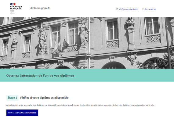 Capture d’écran tirée du site diplome.gouv